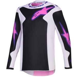 Alpinestars Fluid Grid motokroso marškinėliai juoda-šviesiai pilka-violetinė