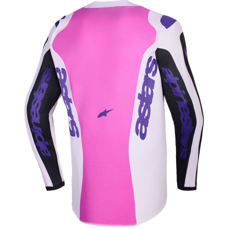 Alpinestars Fluid Grid motokroso marškinėliai juoda-šviesiai pilka-violetinė