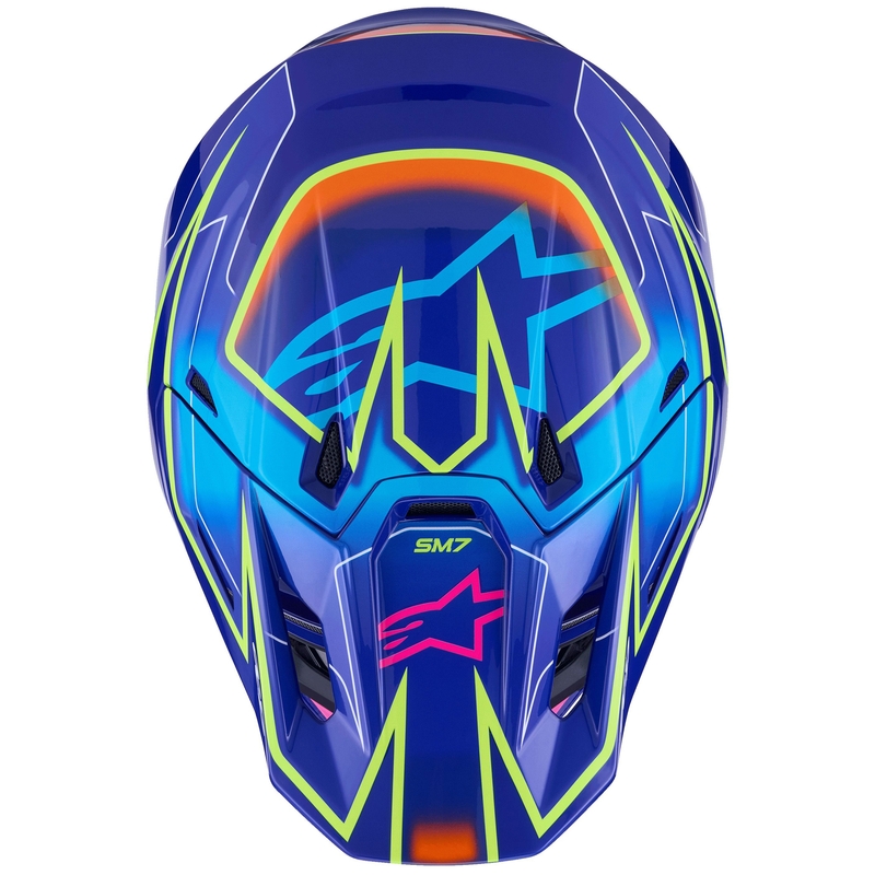 Alpinestars SM7 Cast Blue-Pink-Fluo Yellow Motokroso šalmas