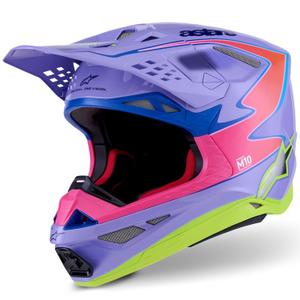 Motokroso šalmas Alpinestars S-M10 JETT LAWRENCE R01 violetinė-fluo rožinė-fluo geltona
