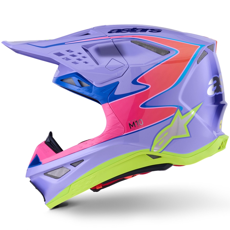 Motokroso šalmas Alpinestars S-M10 JETT LAWRENCE R01 violetinė-fluo rožinė-fluo geltona