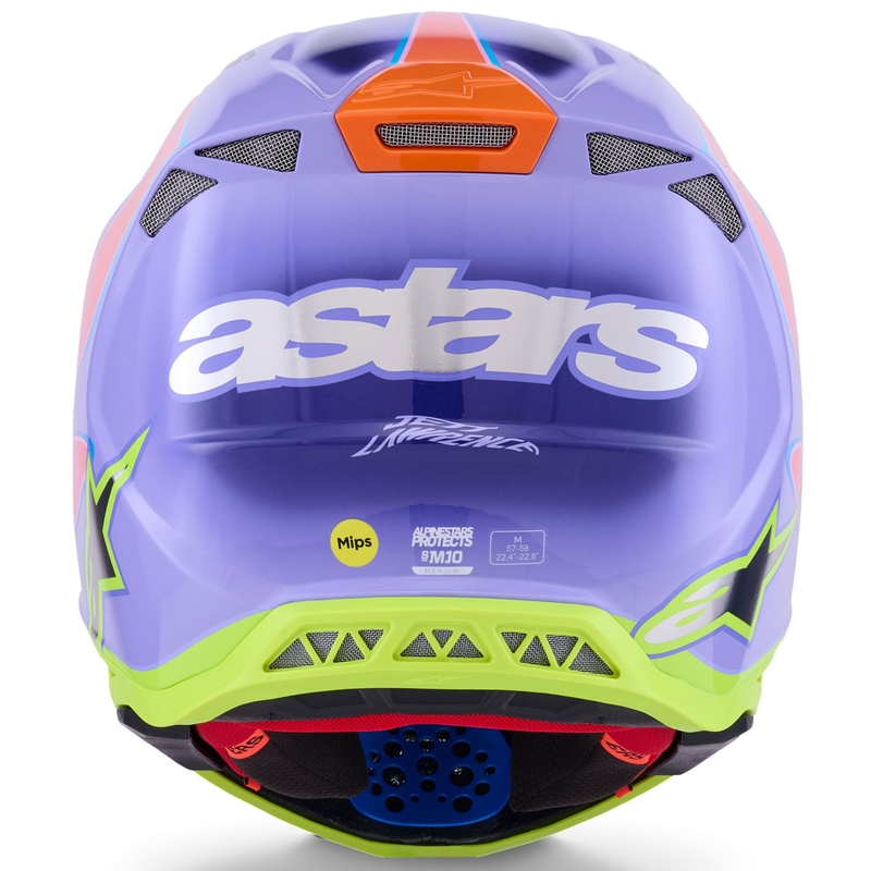 Motokroso šalmas Alpinestars S-M10 JETT LAWRENCE R01 violetinė-fluo rožinė-fluo geltona