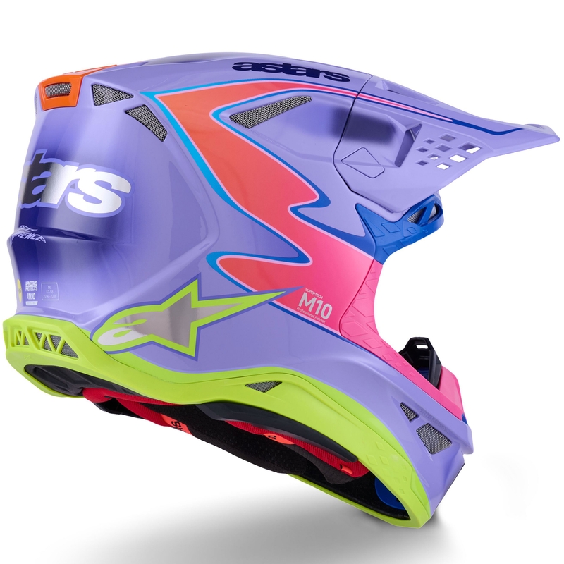 Motokroso šalmas Alpinestars S-M10 JETT LAWRENCE R01 violetinė-fluo rožinė-fluo geltona