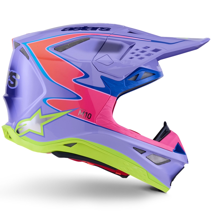 Motokroso šalmas Alpinestars S-M10 JETT LAWRENCE R01 violetinė-fluo rožinė-fluo geltona