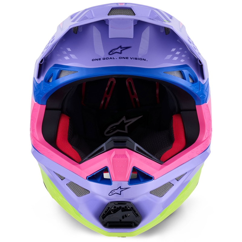 Motokroso šalmas Alpinestars S-M10 JETT LAWRENCE R01 violetinė-fluo rožinė-fluo geltona