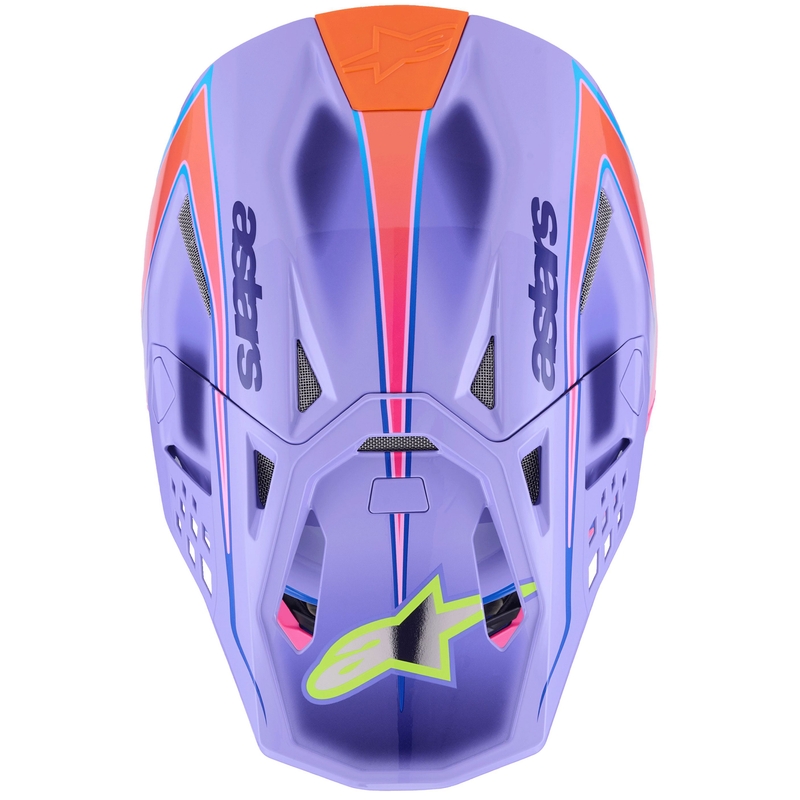 Motokroso šalmas Alpinestars S-M10 JETT LAWRENCE R01 violetinė-fluo rožinė-fluo geltona