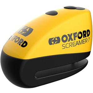 "Oxford Screamer 7" diskinių stabdžių užraktas su integruota signalizacija geltonai juodas