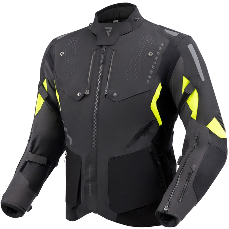 Motociklininko striukė Rebelhorn Hiker IV black-anthracite-fluo yellow
