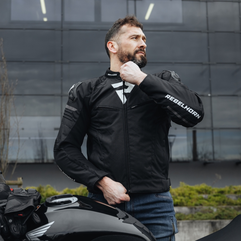 Rebelhorn Vandal juodai balta motociklininko striukė