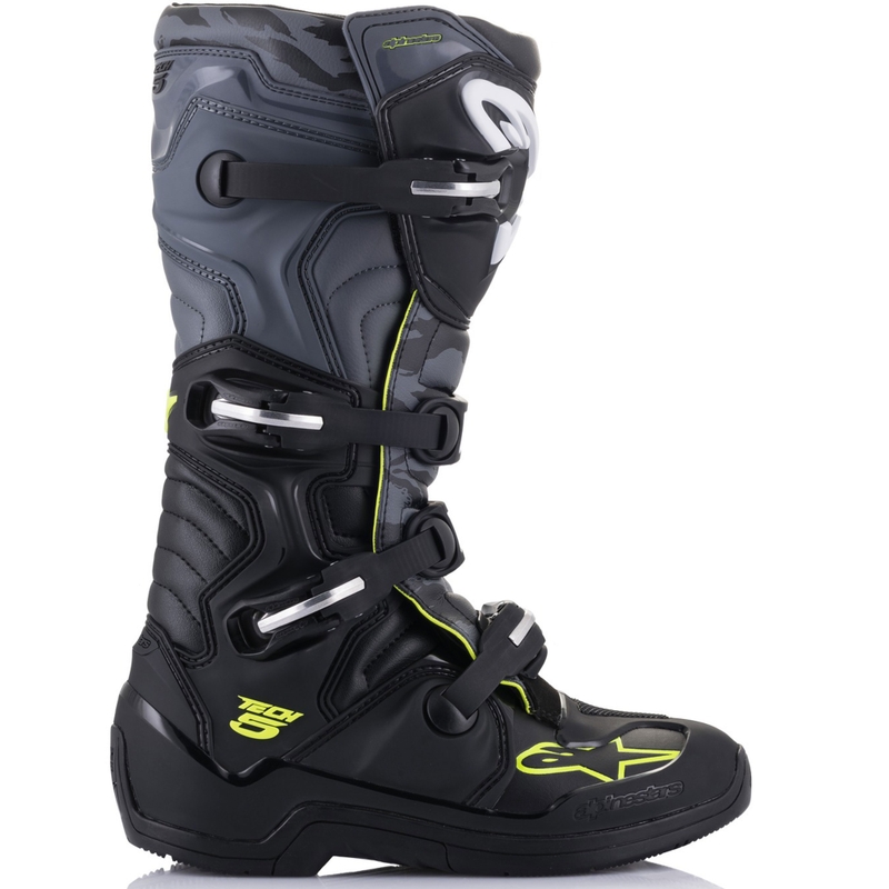 Alpinestars TECH 5 juodai pilkai geltoni motociklininko batai