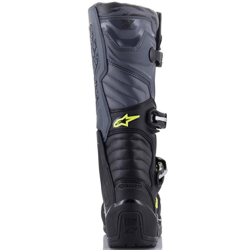 Alpinestars TECH 5 juodai pilkai geltoni motociklininko batai