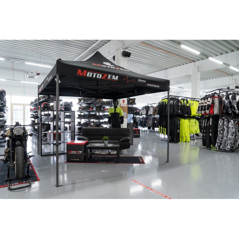 MotoZem Unikali lenktynių palapinė su šoninėmis sienelėmis