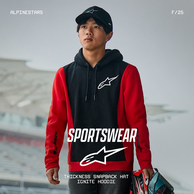Alpinestars Ignite Hoodie juoda ir raudona