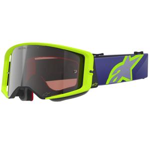 Alpinestars Supertech Vision Corp motokroso akiniai violetinės-geltonos spalvos su veidrodiniais sidabriniais lęšiais