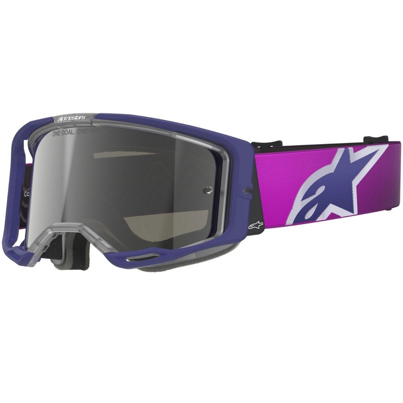 Alpinestars Vision 8 Corp motokroso akiniai violetinės-juodos spalvos su veidrodiniais sidabriniais lęšiais