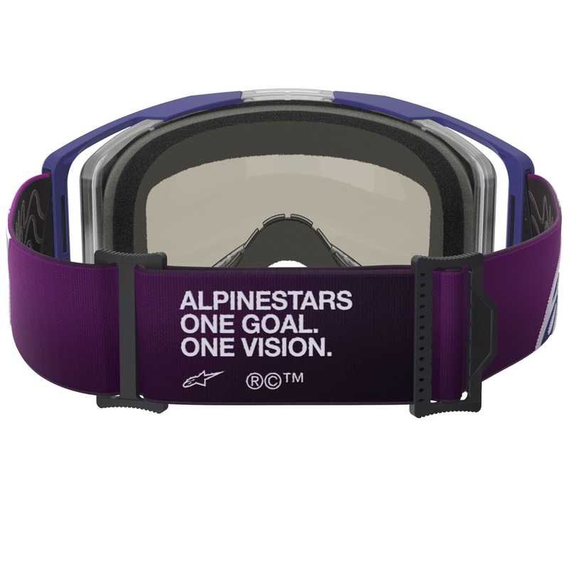 Alpinestars Vision 8 Corp motokroso akiniai violetinės-juodos spalvos su veidrodiniais sidabriniais lęšiais