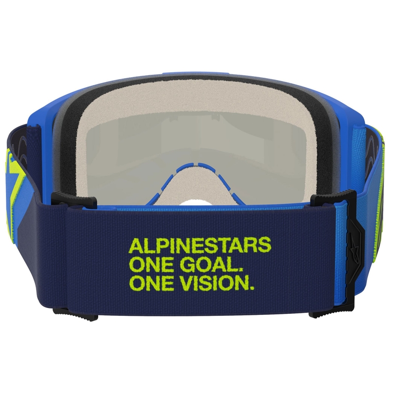 Alpinestars Vision 5 Corp blue-fluo yellow-black motokroso akiniai su veidrodiniais mėlynais lęšiais