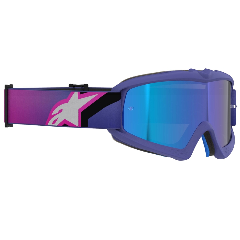 Alpinestars Vision Vision Youth Corp vaikiški motokroso akiniai violetinės ir mėlynos spalvos su veidrodiniais mėlynais lęšiais