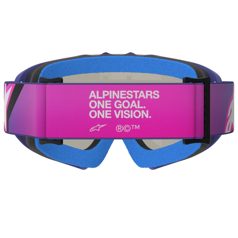 Alpinestars Vision Vision Youth Corp vaikiški motokroso akiniai violetinės ir mėlynos spalvos su veidrodiniais mėlynais lęšiais