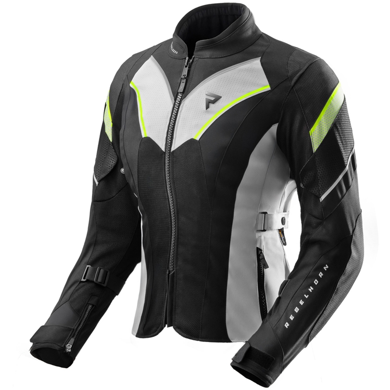 Moteriška motociklininko striukė Rebelhorn Hiflow V Black-Gray-Fluo Yellow