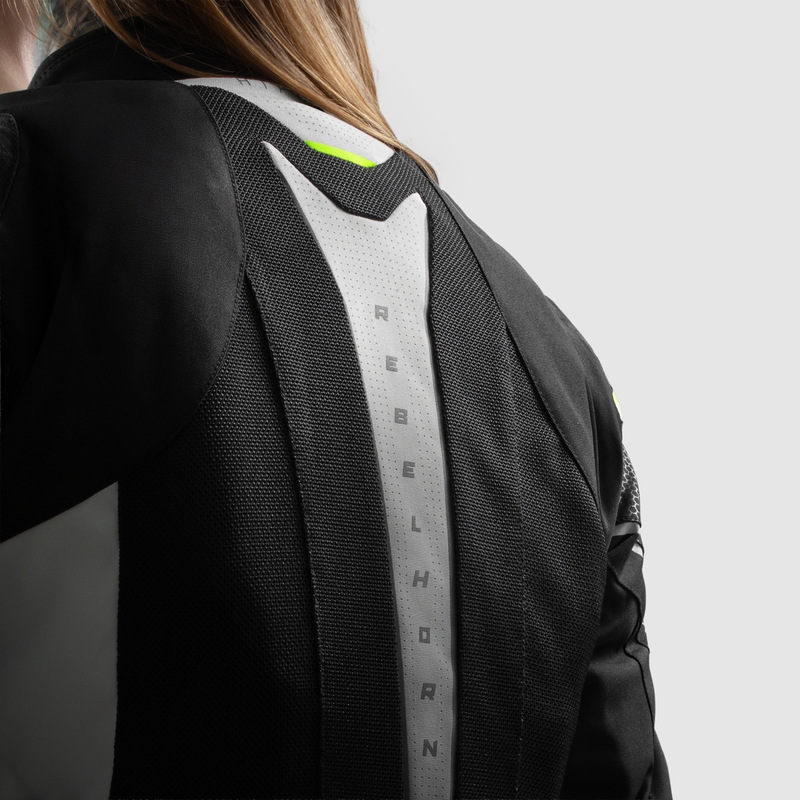 Moteriška motociklininko striukė Rebelhorn Hiflow V Black-Gray-Fluo Yellow