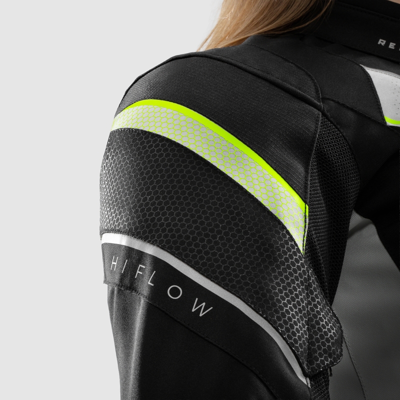Moteriška motociklininko striukė Rebelhorn Hiflow V Black-Gray-Fluo Yellow