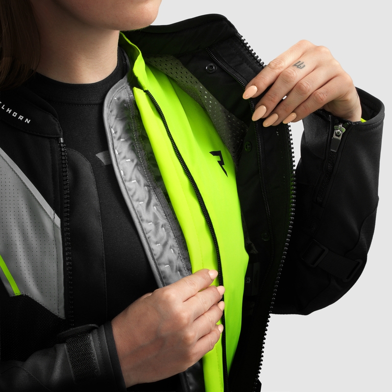 Moteriška motociklininko striukė Rebelhorn Hiflow V Black-Gray-Fluo Yellow