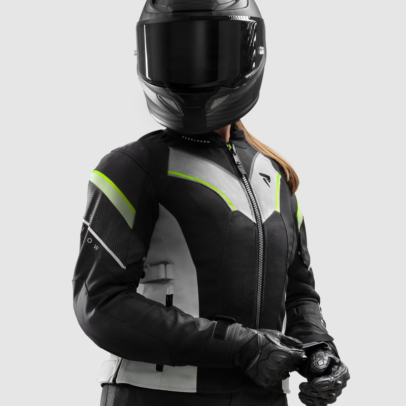 Moteriška motociklininko striukė Rebelhorn Hiflow V Black-Gray-Fluo Yellow