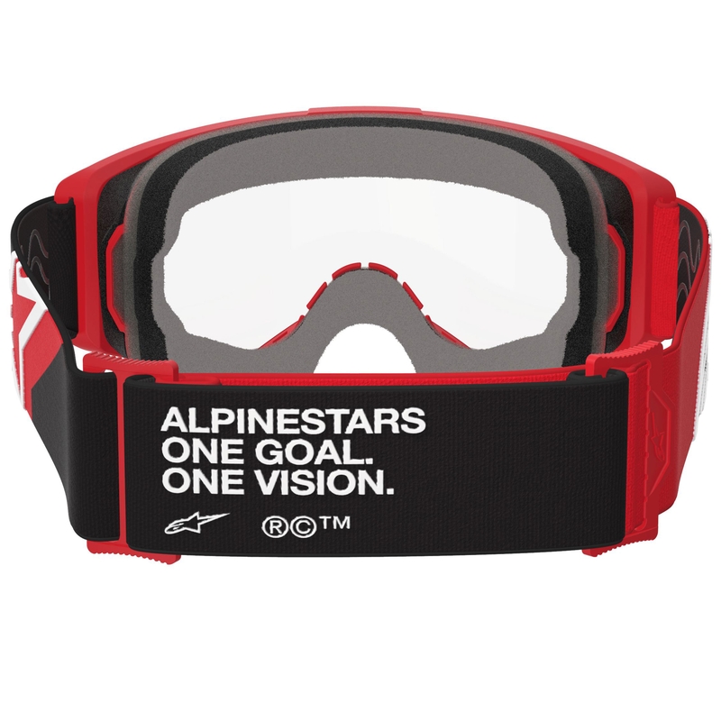 Alpinestars Vision OTG motokroso akiniai raudonai-juodai-balti su skaidriais lęšiais