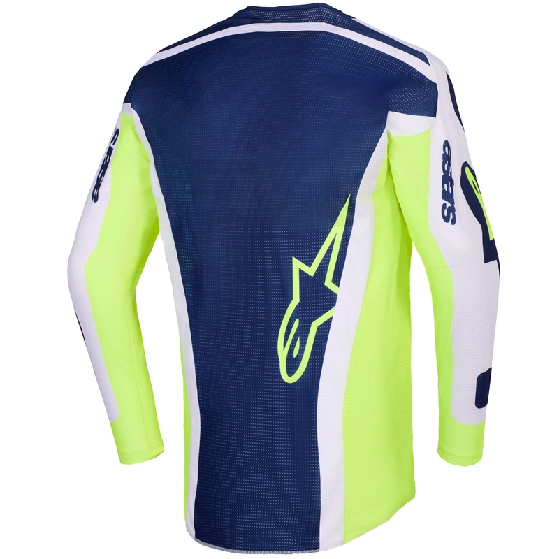 Alpinestars Racer Air Riway motokroso marškinėliai šviesiai pilka-fluo geltona-mėlyna