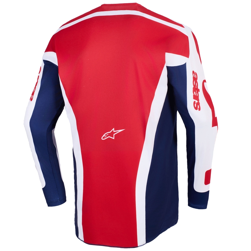 Alpinestars Racer Riway motokroso marškinėliai balta-mėlyna-raudona