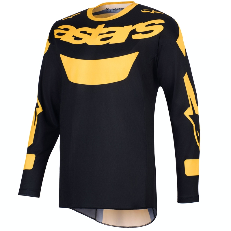 Alpinestars Racer Riway motokroso marškinėliai geltonos ir juodos spalvos