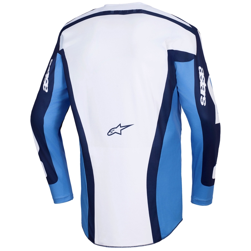 Alpinestars Racer Riway motokroso marškinėliai mėlyna-šviesiai mėlyna-balta