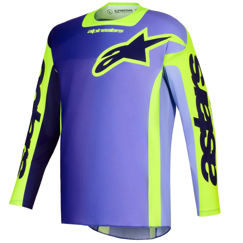 Motokroso marškinėliai Alpinestars Racer Portl violetinė-fluo geltona