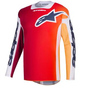 Alpinestars Racer Portl raudonai oranžiniai šviesiai pilki motokroso marškinėliai