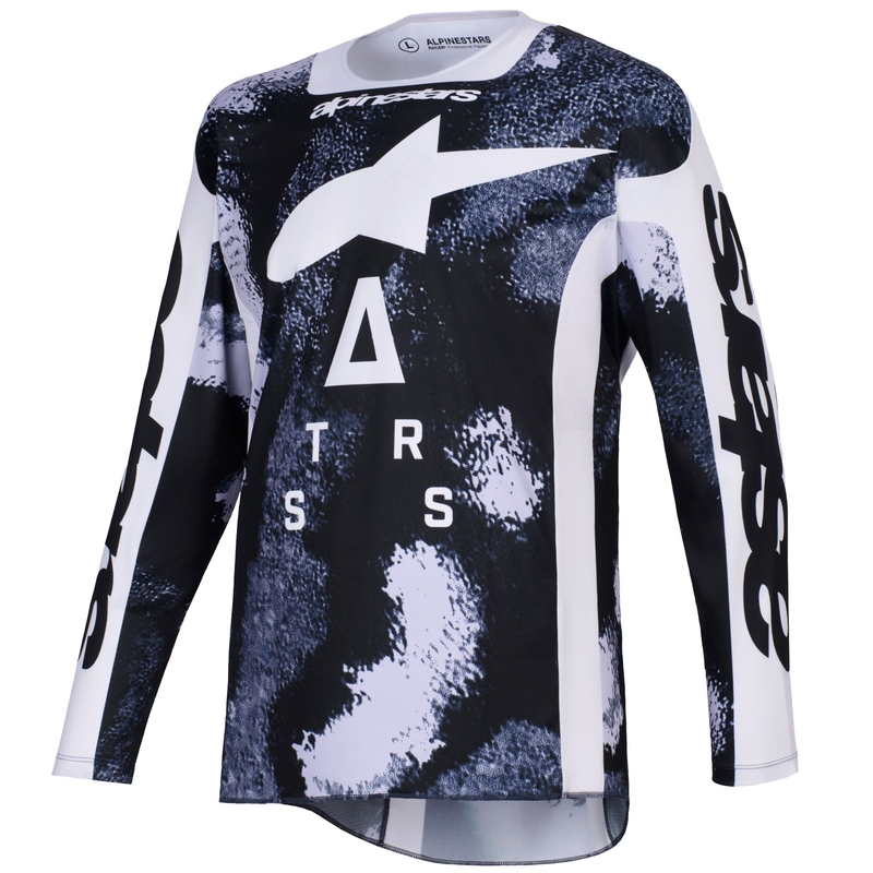 Alpinestars Racer Lahnd Grade pilkos ir kamufliažinės spalvos motokroso marškinėliai
