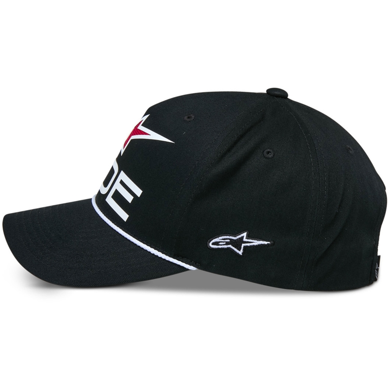 Alpinestars Ride Comp Snapback kepurė su snapback snapback juoda, balta ir raudona spalvomis