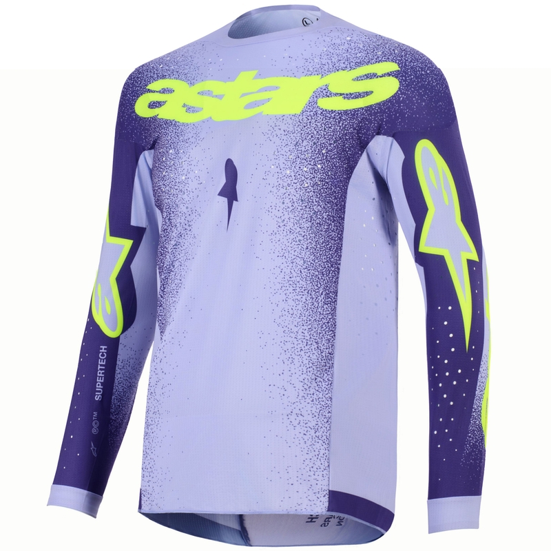 Alpinestars Supertech Scenz motokroso marškinėliai violetinė-juodai geltona
