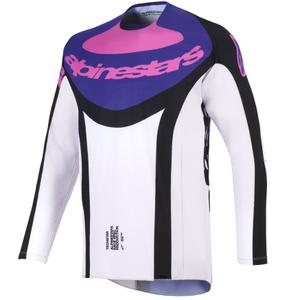 Alpinestars Techstar Knif motokroso marškinėliai juoda-šviesiai pilka-violetinė