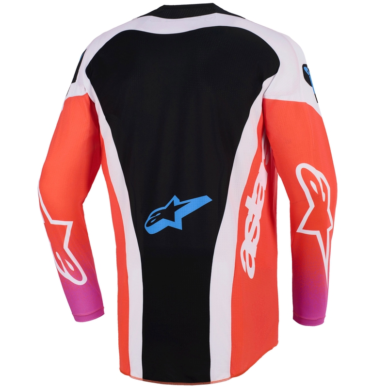 Alpinestars Techstar Knif motokroso marškinėliai šviesiai pilka - mėlynai oranžinė - juoda