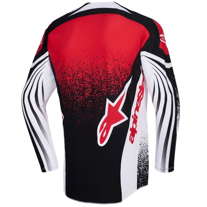 Alpinestars Techstar Nomur motokroso marškinėliai juodi, balti ir raudoni