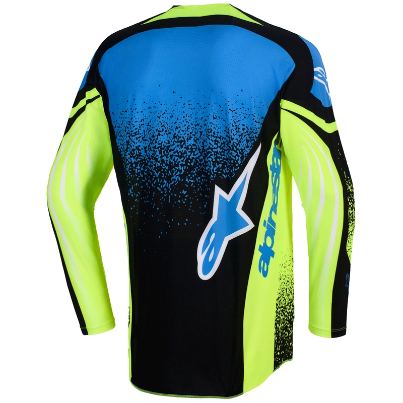 Alpinestars Techstar Nomur motokroso marškinėliai tamsiai mėlyna-fluo geltona-mėlyna