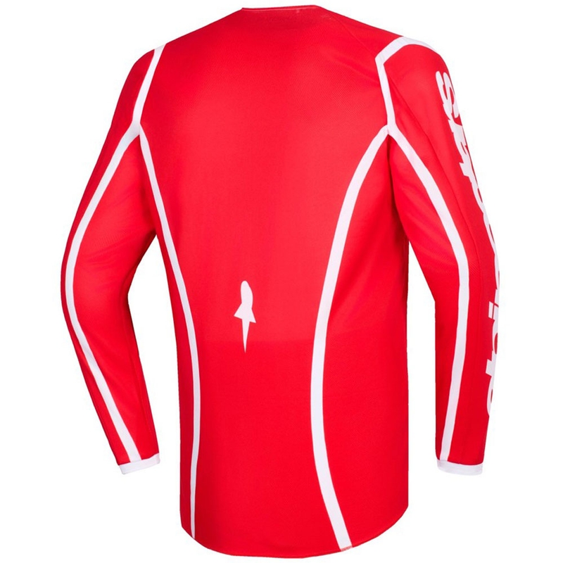 Alpinestars Fluid Apex motokroso marškinėliai raudona ir balta