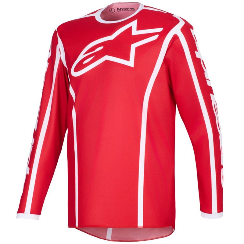 Alpinestars Fluid Apex motokroso marškinėliai raudona ir balta