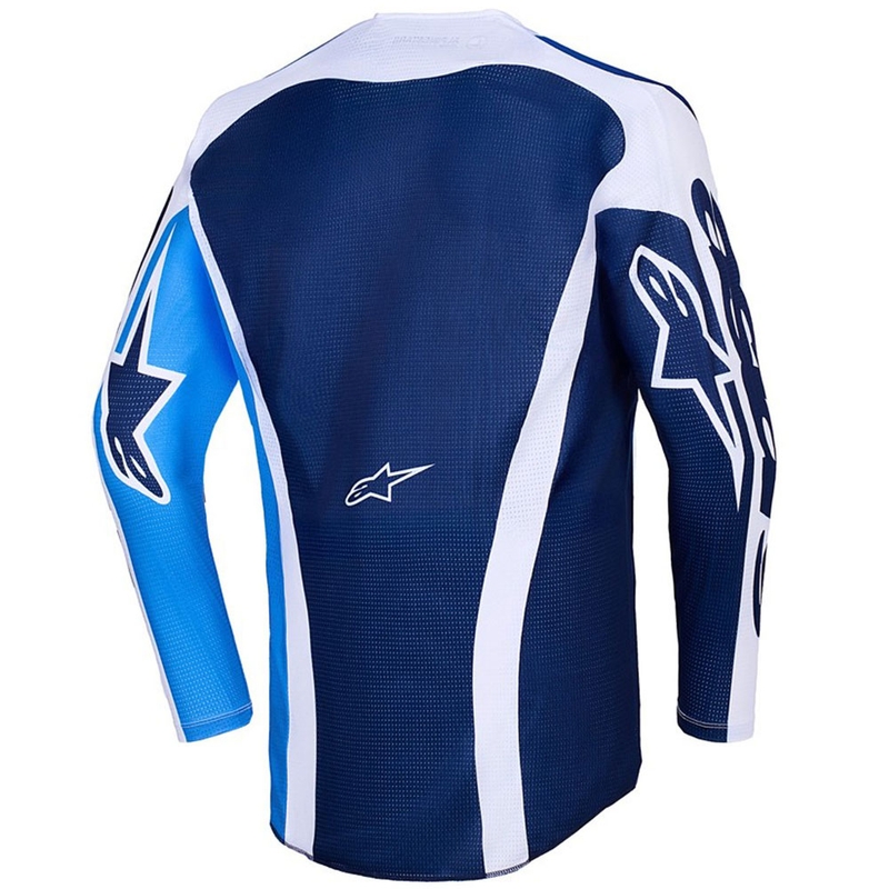 Alpinestars Racer Air Portl mėlynos ir baltos spalvos motokroso marškinėliai