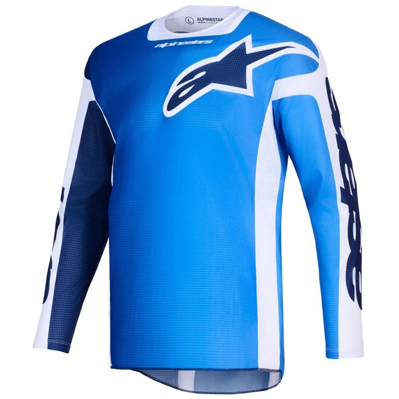 Alpinestars Racer Air Portl mėlynos ir baltos spalvos motokroso marškinėliai