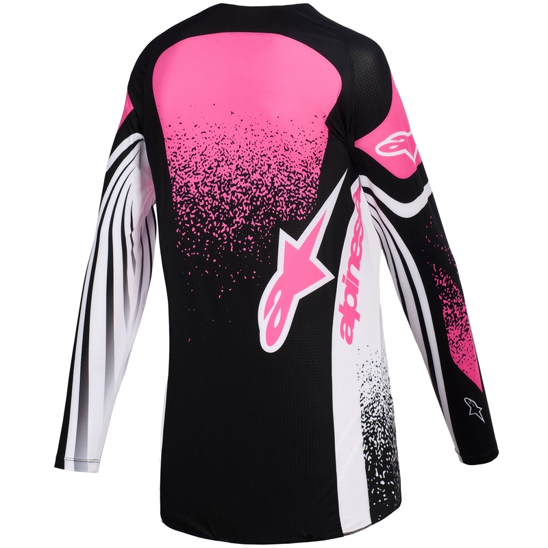 Alpinestars Stella Techstar Nomur Motokroso marškinėliai moterims Juodos, baltos ir rožinės spalvos