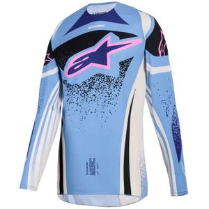 Alpinestars Stella Techstar Nomur Light Blue-White Offwite-Black-Pink Motokroso marškinėliai moterims