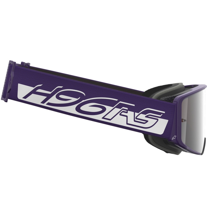 Alpinestars Supertech Vision Hunta96 XXV motokroso akiniai violetinės ir baltos spalvos su veidrodiniu sidabriniu stiklu