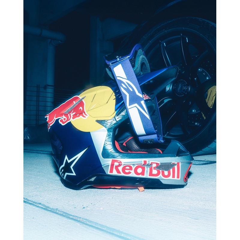 Alpinestars Supertech Vision Hunta96 XXV motokroso akiniai violetinės ir baltos spalvos su veidrodiniu sidabriniu stiklu